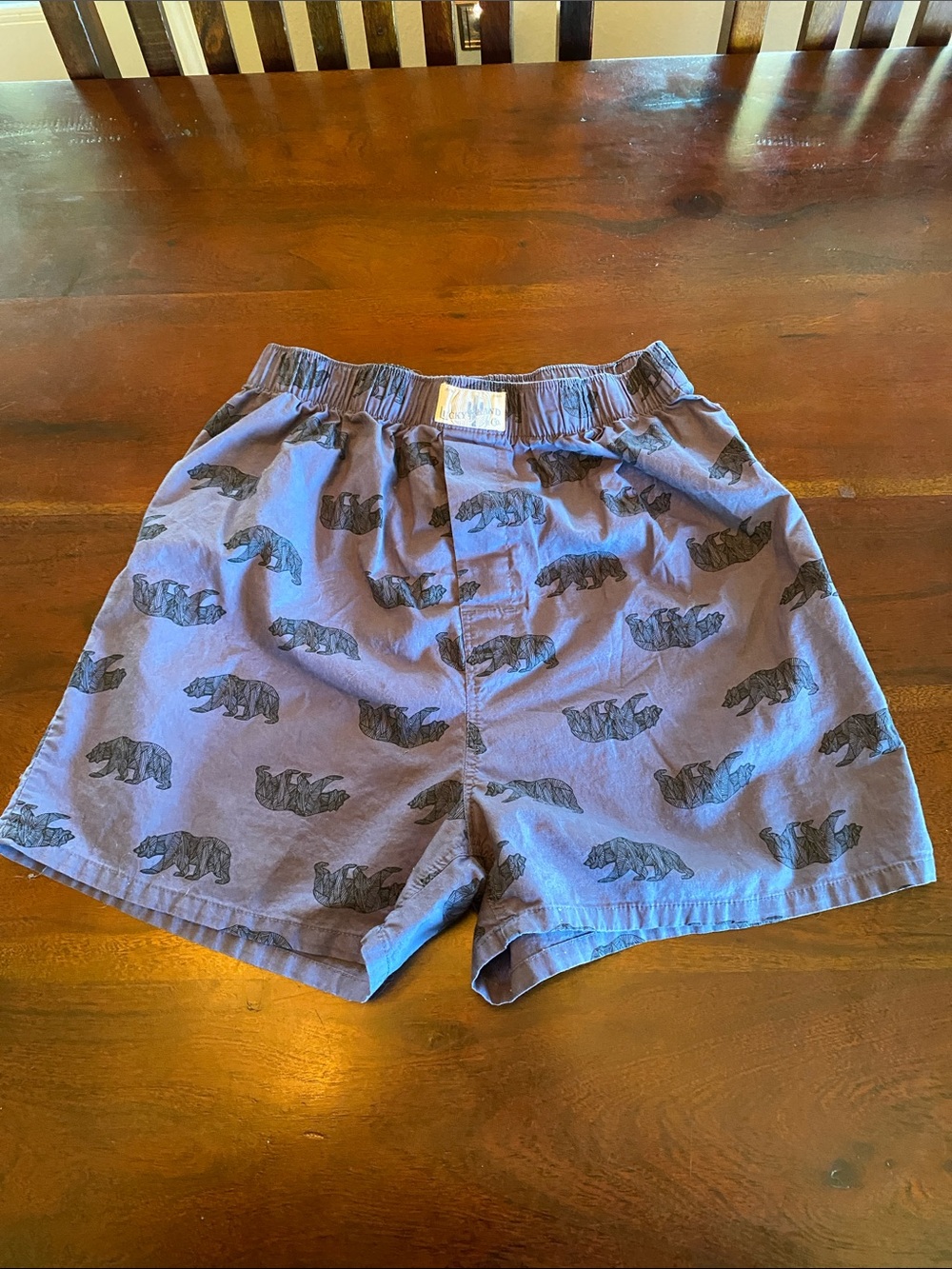 Lucky Brand Co Blue Bear Print Cotton Boxers
